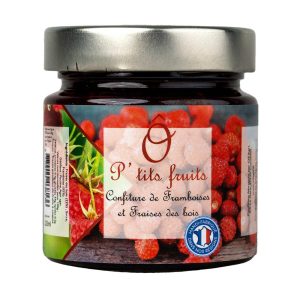 O3 Agri, packshot confiture de framboises et fraises des bois