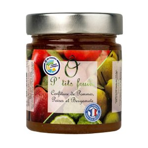 O3 Agri, packshot confiture de pomme, poires et bergamote