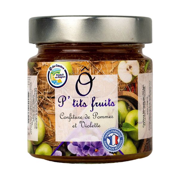 O3 Agri, packshot confiture de pommes et viollettes