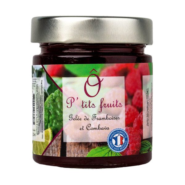 O3 Agri, packshot gelée de framboises et combava